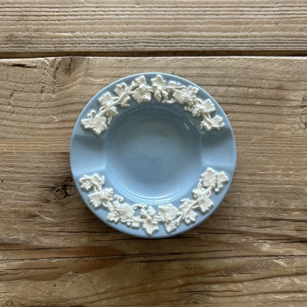 Vintage Wedgwood Blue Jasperware Ashtray 1950s England 4"